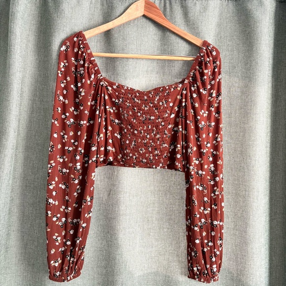 Brown Floral Sweetheart Longsleeve Top from BP size M - Picture 5 of 7